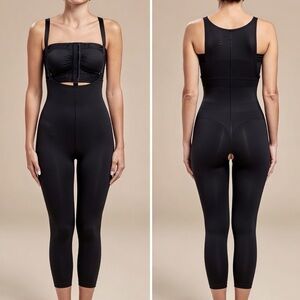 MARENA RECOVERY ZIPPERLESS COMPRESSION BODYSUIT W/ SUSPENDERS CALF LENGTH FAJA